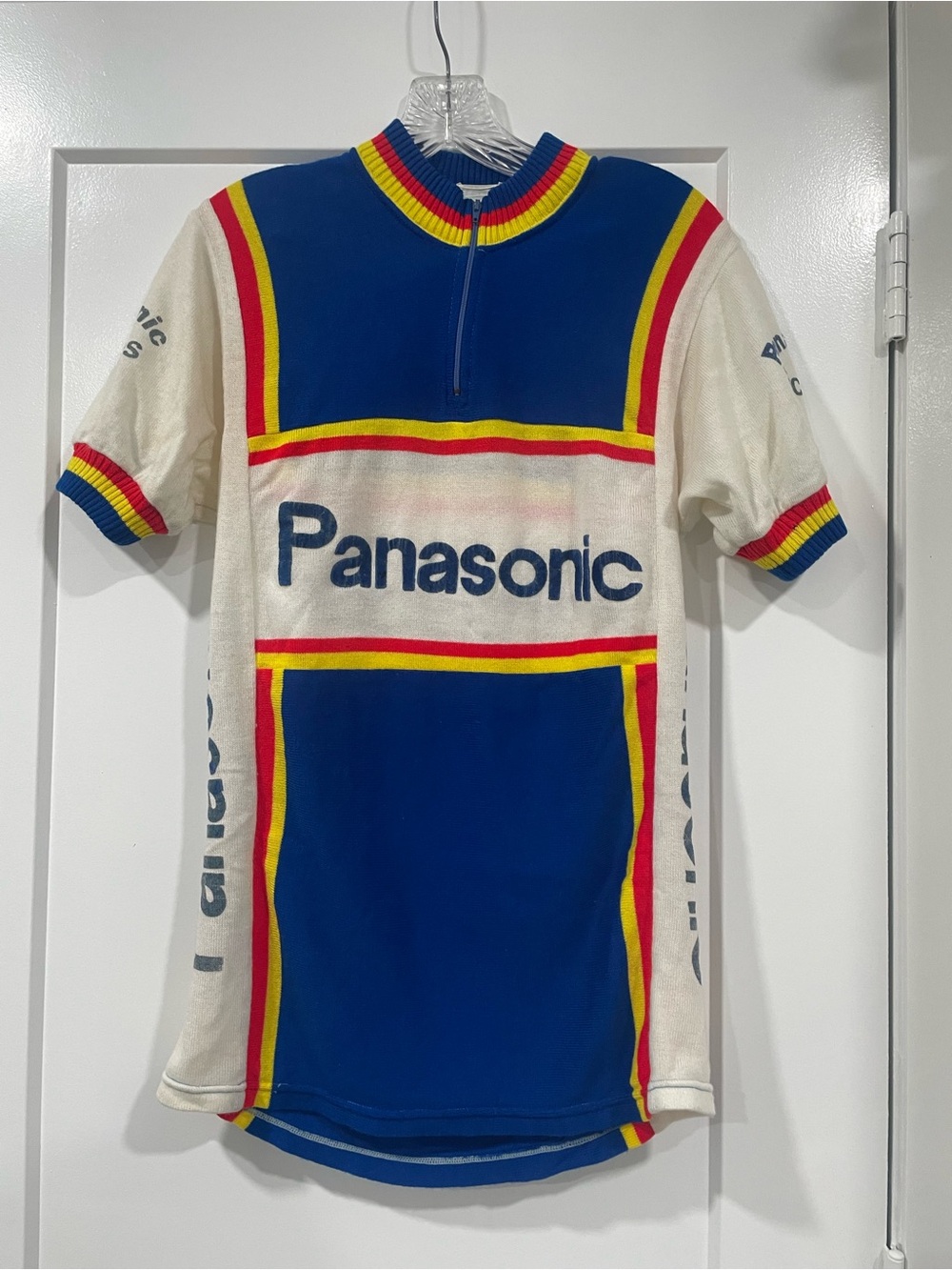 Panasonic vintage Multicolor Cycling Jersey — Blue, White, Red & Yellow Accents